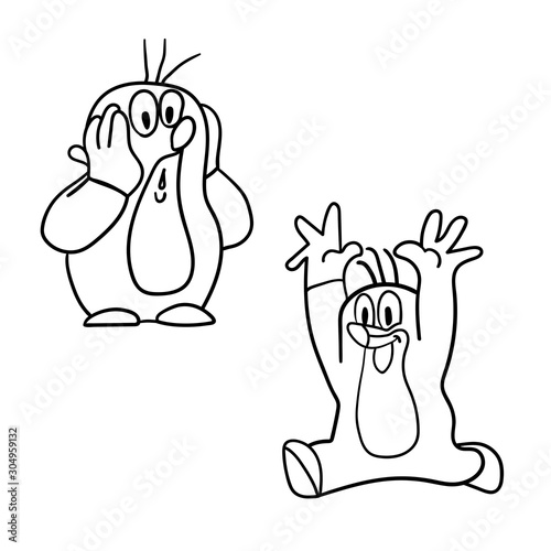 Krtek clipart, Krtek sketch, Krtek hand drawn, Krtek set, Krtek illustration on white