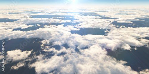 above clouds sun ray, 3d rendering © aleksandar nakovski
