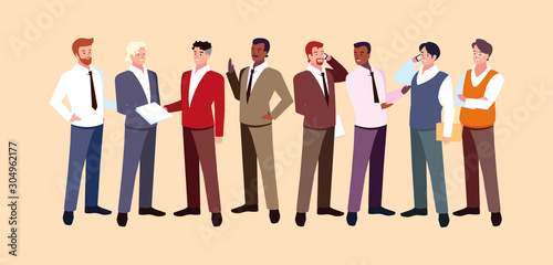 set of businessmen with various views  poses and gestures