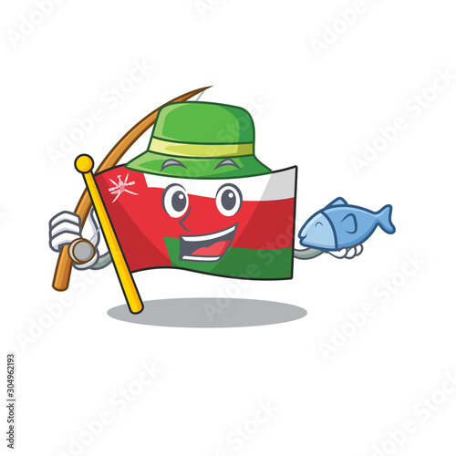 Vector illustration of flag oman in a Fishing design