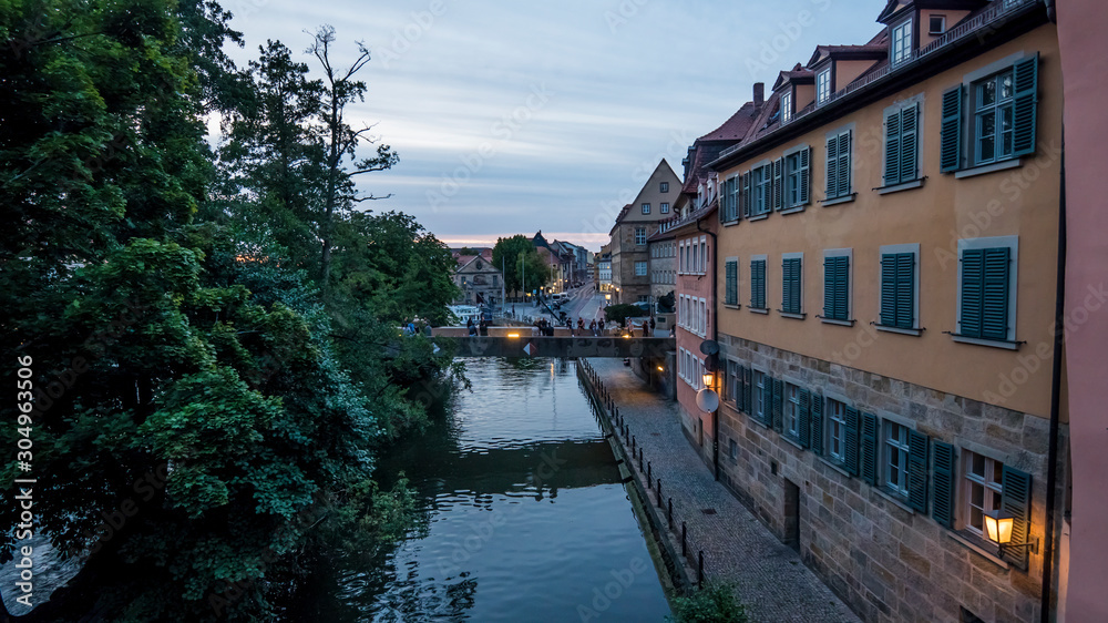 Palaces overlooking the Regnitz river in Bamberg