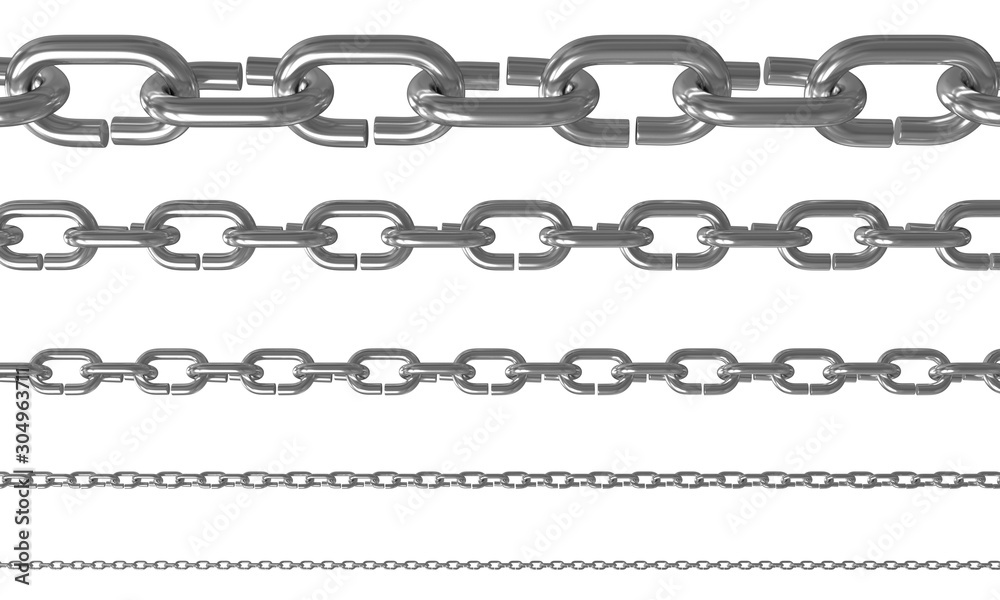 Set of chains isolated on white background Set of chains isolated on white background