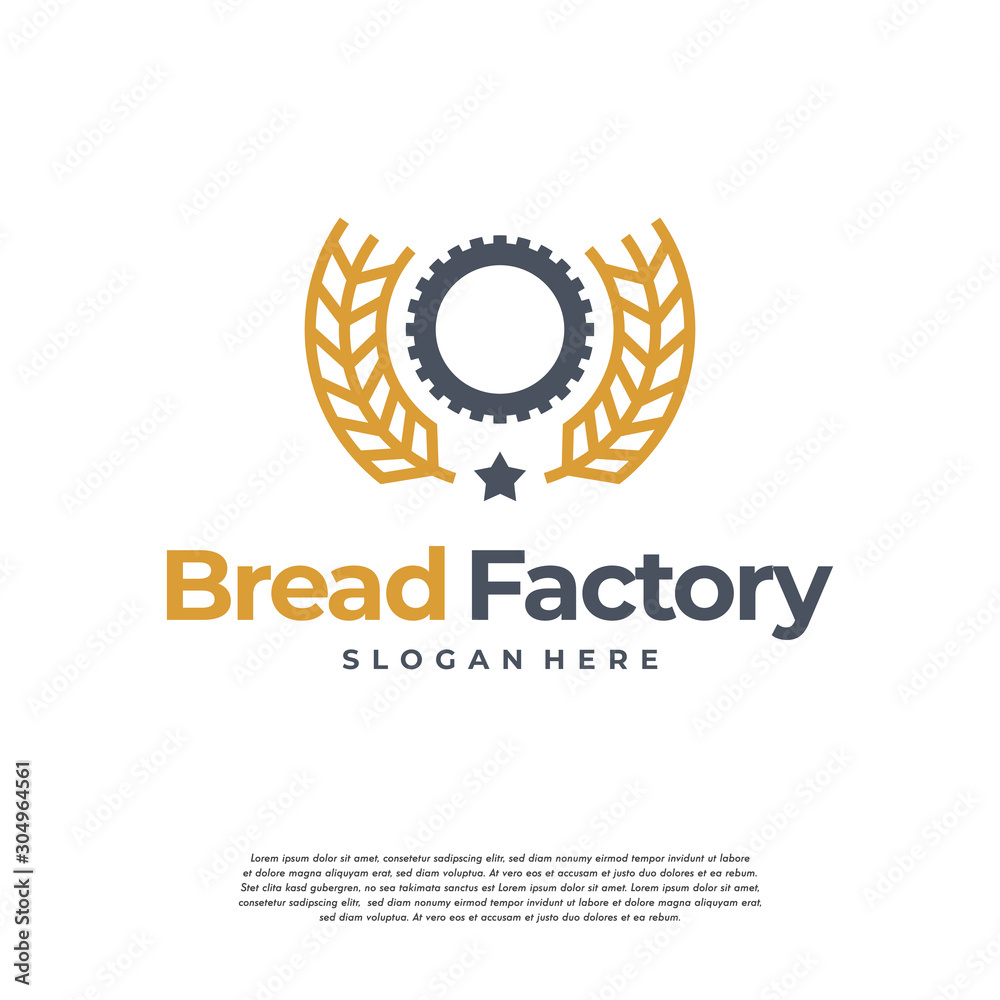 Wheat grain and Gear logo designs concept vector, Wheat Industry logo icon symbol