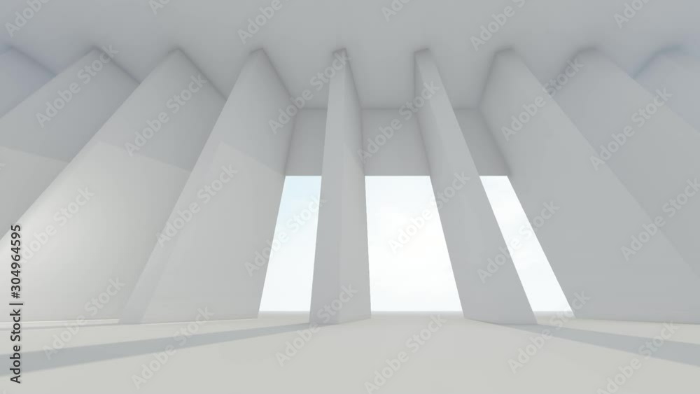 Empty Corridor with wall and floor, white background - 3d rendering Empty Corridor with wall and floor, white background - 3d rendering