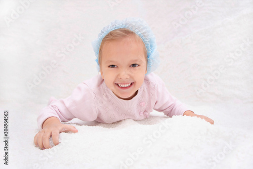 child in salt room. Halotherapy for treatment of respiratory diseases. Applying salt therapy in the Spa photo