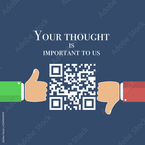 Customer service rating flat vector design illustration. Frequently asked questions, assessment, review, customer feedback, customer survey form by QR code. Rating reviews and site review concepts.