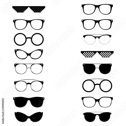 Set Sunglasses vector design template. A set of sunglasses. Idea for designers. Vector graphics