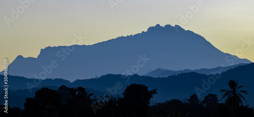 Silhouette of Mount Kinabalu, Sabah during sunrise