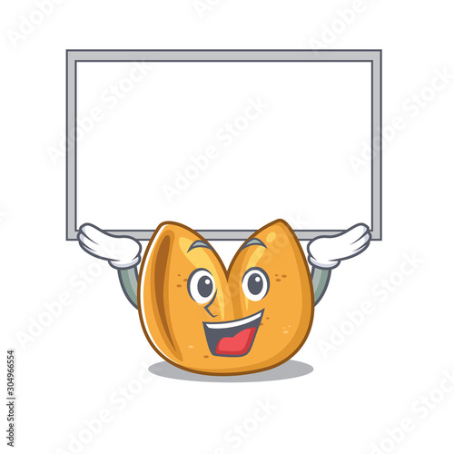 Cute fortune cookie cartoon style illustration Up board