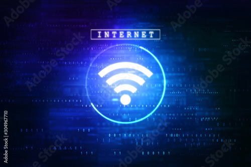 2d illustration WiFi symbol network