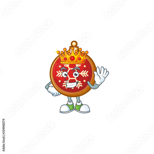 Cartoon red christmas ball with the king character.