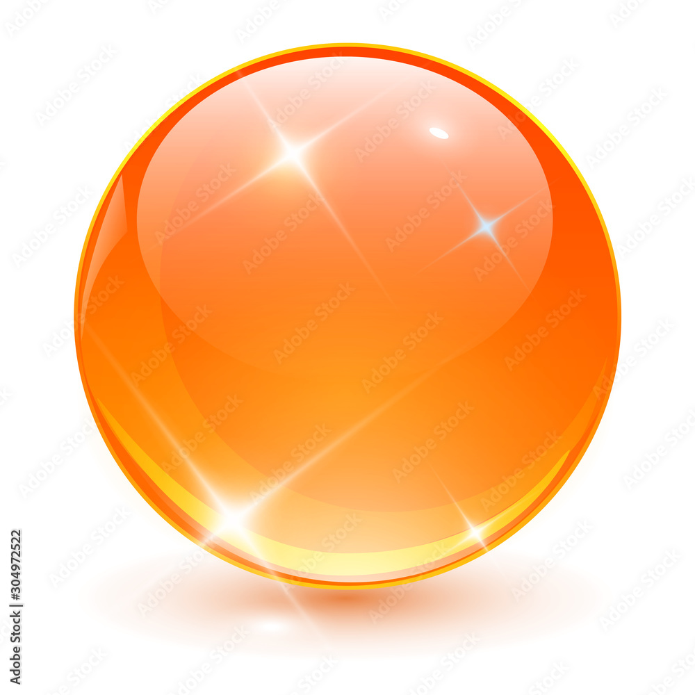 Glass sphere orange, vector shiny ball Glass sphere orange, vector shiny ball
