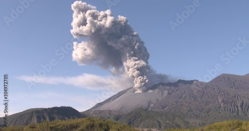 Huge Volcanic Ash Cloud During Large Explosive Eruption Sakurajima Volcano - 2015