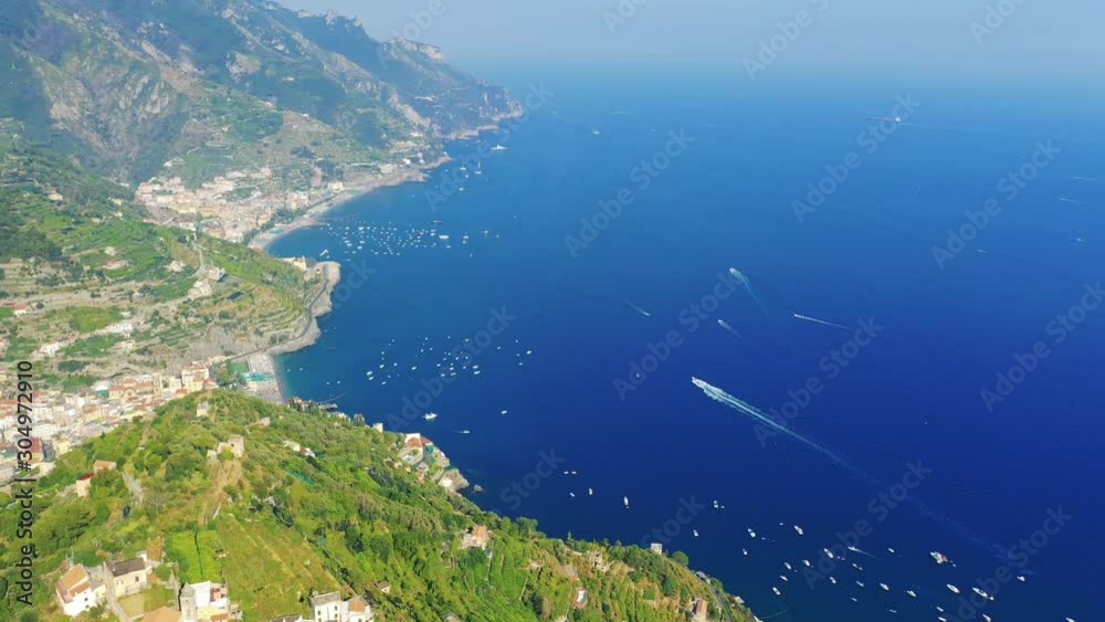 Aerial view of the stunning Amalfi Coast on a sunny day, Italy Aerial view of the stunning Amalfi Coast on a sunny day, Italy