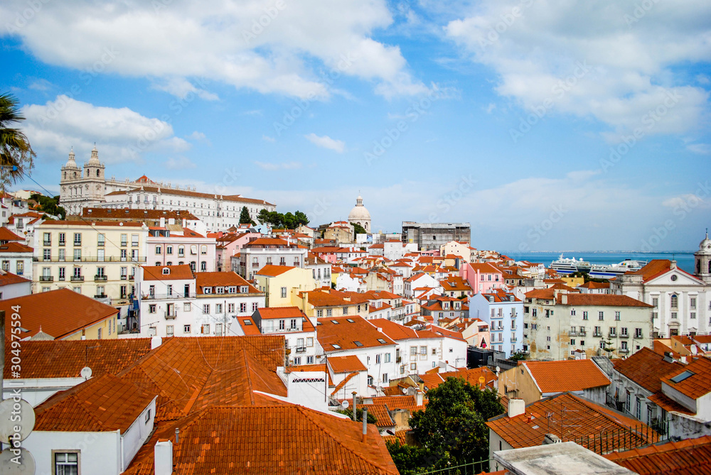 Beautiful landscape of the old part of Lisbon