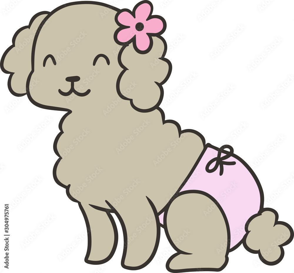 Fototapeta premium パンツをはいたトイプードルのイラスト_ご機嫌