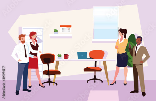 group of people business in the work office, coordinated work in friendly team in the office