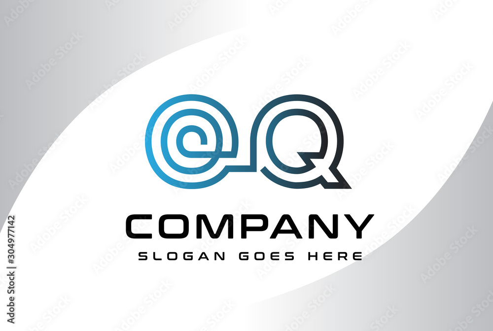 Blue black gradient initial letter OQ logo vector template
