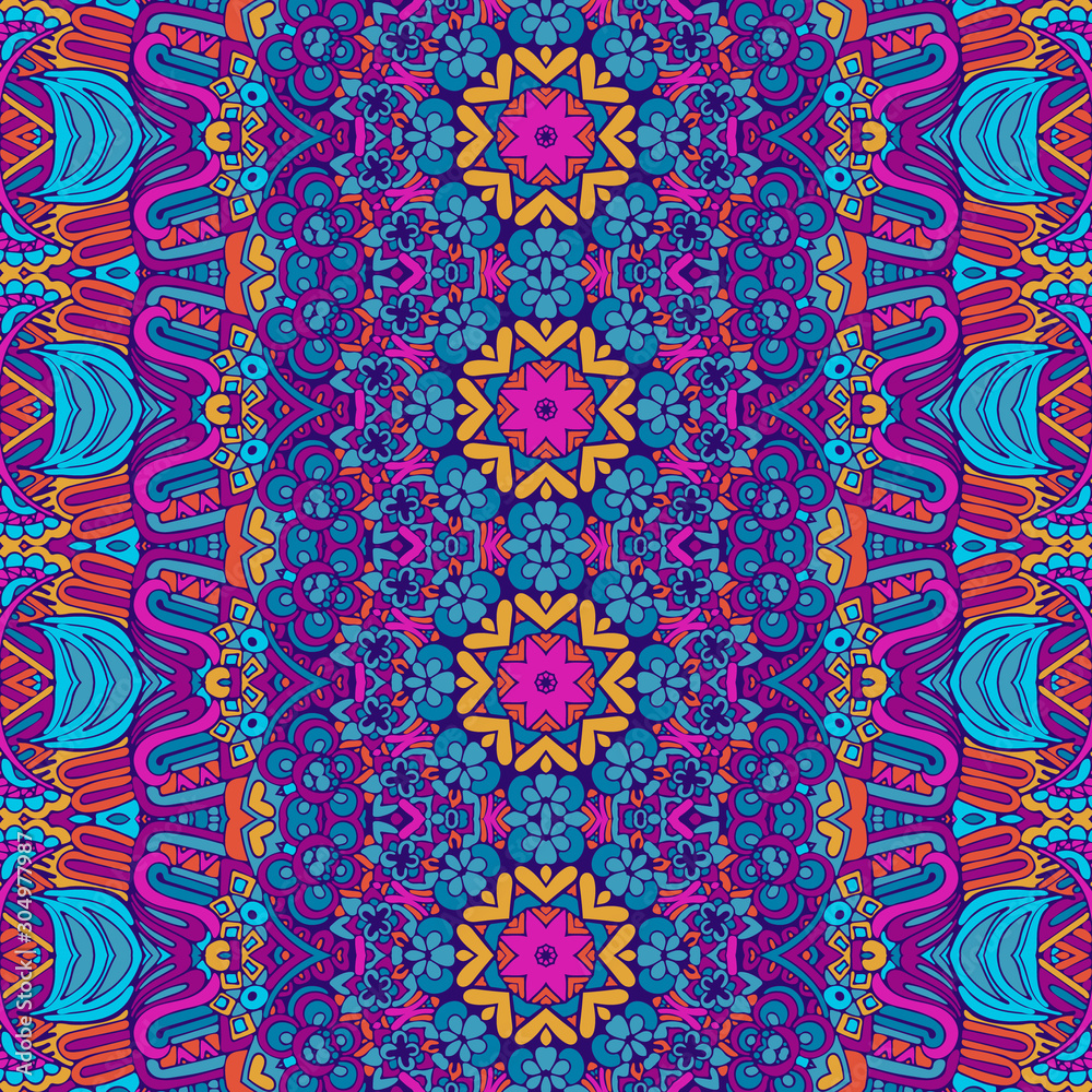 Tribal vintage abstract vector geometric ethnic seamless pattern ornamental. Indian colorful textile design Colorful Tribal Ethnic Festive Abstract Floral Vector Pattern