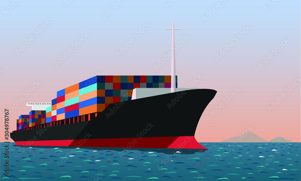 Naklejka premium cargo ship in the sea