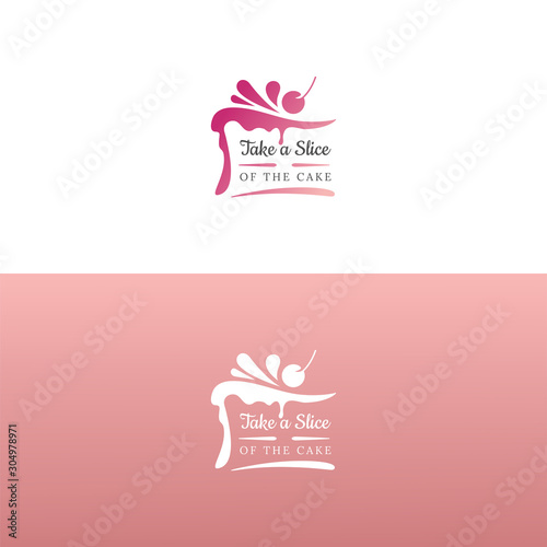 Elegant tasty cake logo design. Vector image.