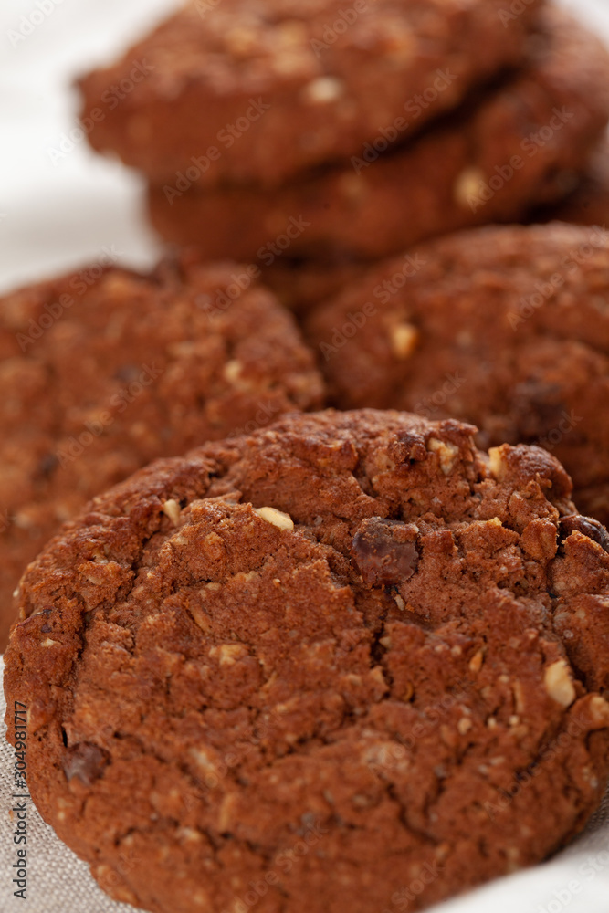Homemade oat cookies for snack close up Homemade oat cookies for snack close up