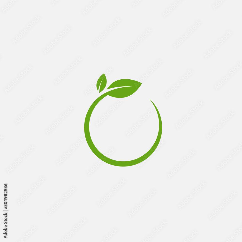 Green leaf ecology nature element vector icon, Leaf circle Icon, green leaf ecology nature element vector - obrazy, fototapety, plakaty 