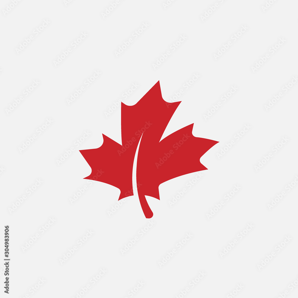 Fototapeta premium Liść klonu logo szablon wektor ikona ilustracja, ilustracja wektorowa liścia klonu, kanadyjski symbol wektor, czerwony liść klonu, symbol Kanady, czerwony liść klonu kanadyjskiego
