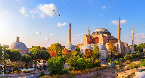 Istanbul panorama, view on the Hagia Sophia museum complex