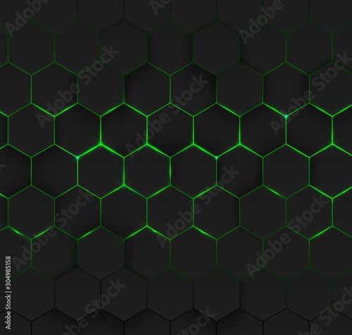 Abstract green hexagonal background. Futuristic technology concept