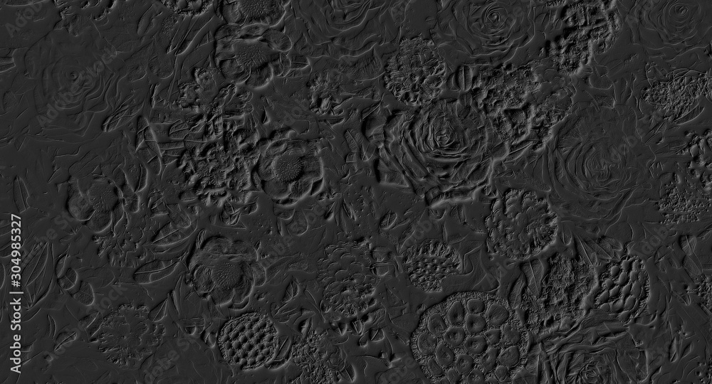 black abstract background with flower curved on surface black abstract background with flower curved on surface