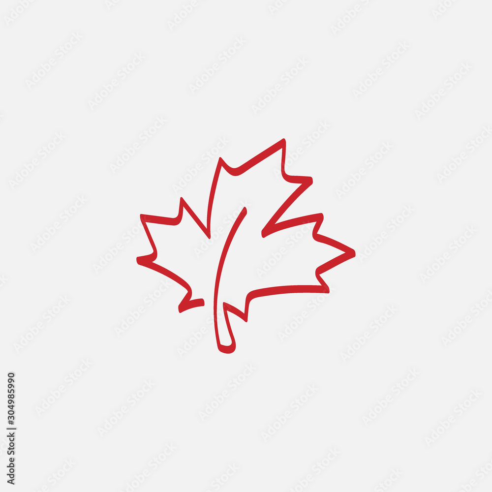 Maple leaf logo template vector icon illustration, Maple leaf linear vector illustration, Canadian vector symbol, Red maple leaf, Canada symbol, Red Canadian Maple Leaf