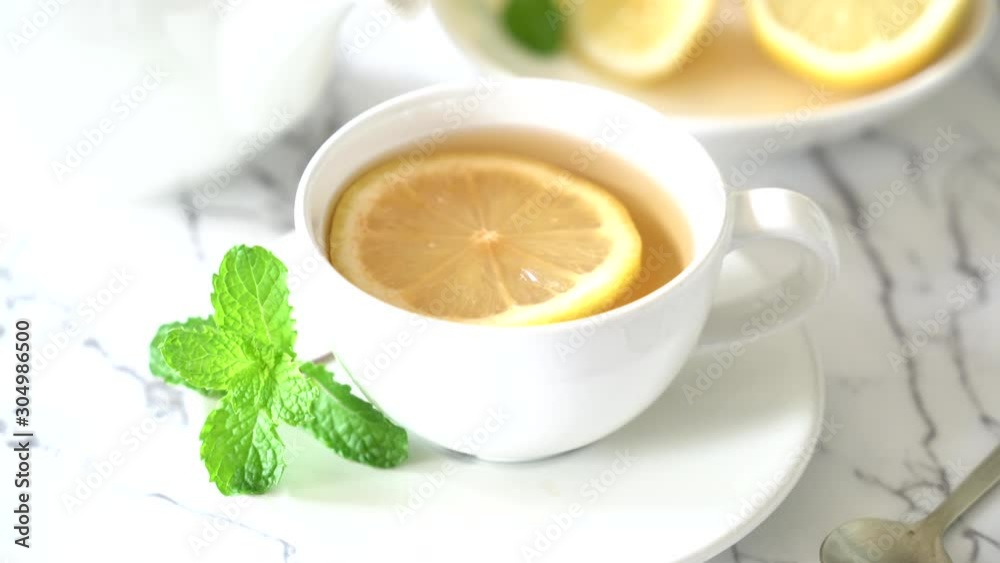 hot lemon tea with mint hot lemon tea with mint