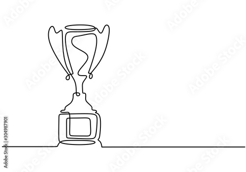 one line drawing of winner trophy minimalism object design vector illustration