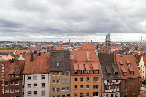 View from Nuremberg castle at the old city of Nuremberg, Bavaria, Germany