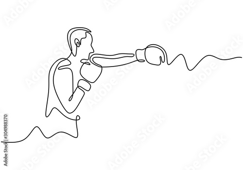 One line drawing of boxing ...