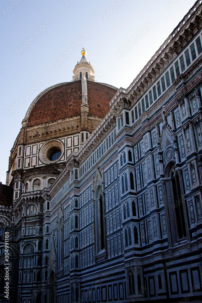 Florence Cathedral with the dome touched by sunlight