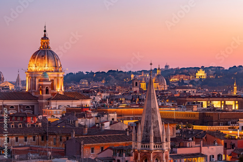 View of sunset city Rome from Castel Sant Angelo, Saint Peters Square in Vatican © Parilov