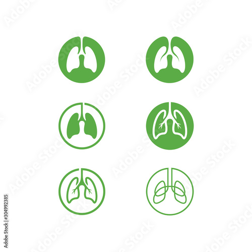 Set of lung care logo design inspiration line art
