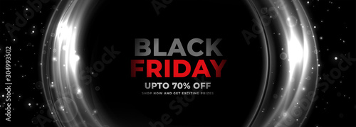 black friday banner with circular glowing lines