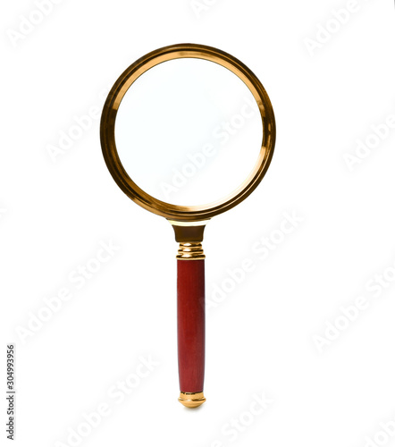 Stylish classic magnifying glass isolated on white