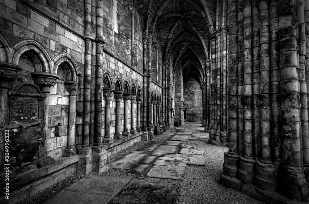 Scotland Holyrood Abbey. Edinburgh Holyrood Abbey ruins inside view Scotland Holyrood Abbey. Edinburgh Holyrood Abbey ruins inside view