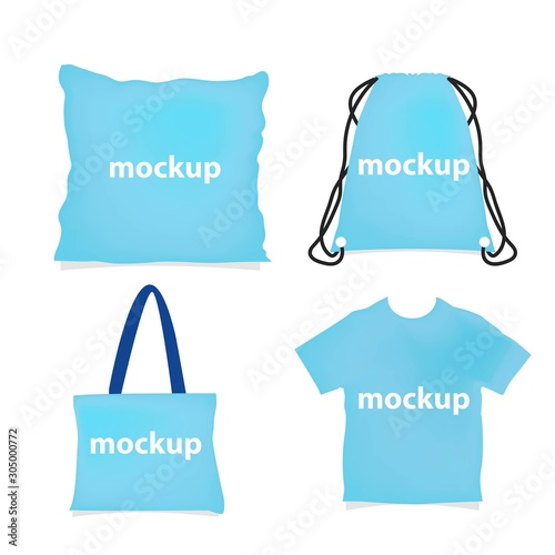 Illustration mockup design vector. pillow, bag, totebag, t-shirt