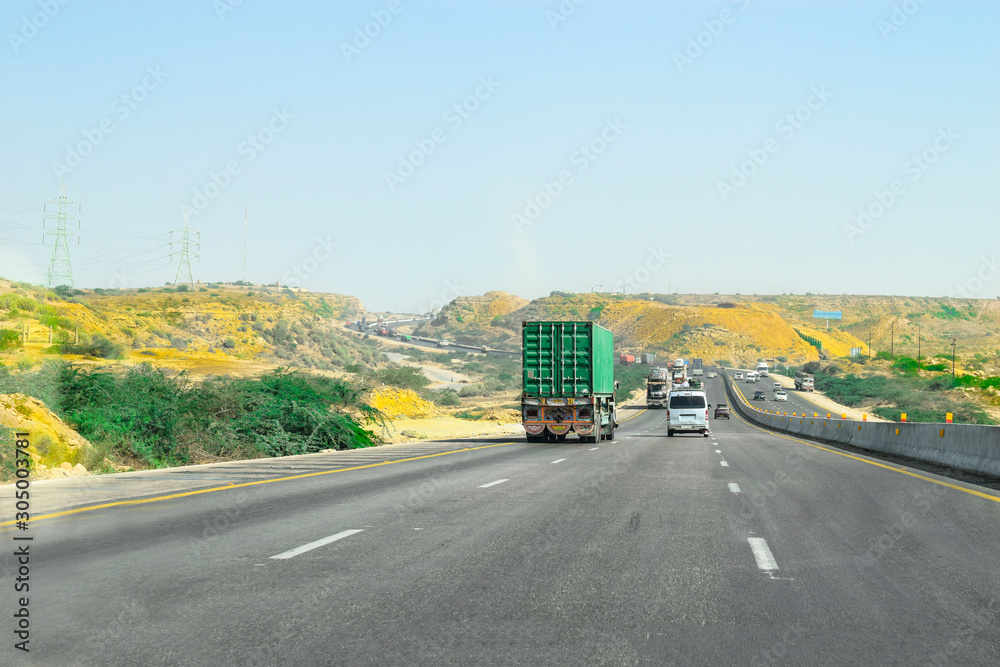running traffic on the highway 
