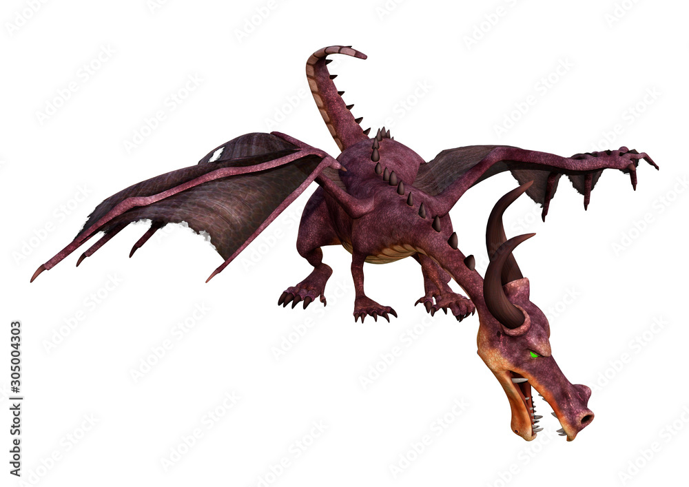 3D Rendering Fairy Tale Dragon on White 3D Rendering Fairy Tale Dragon on White