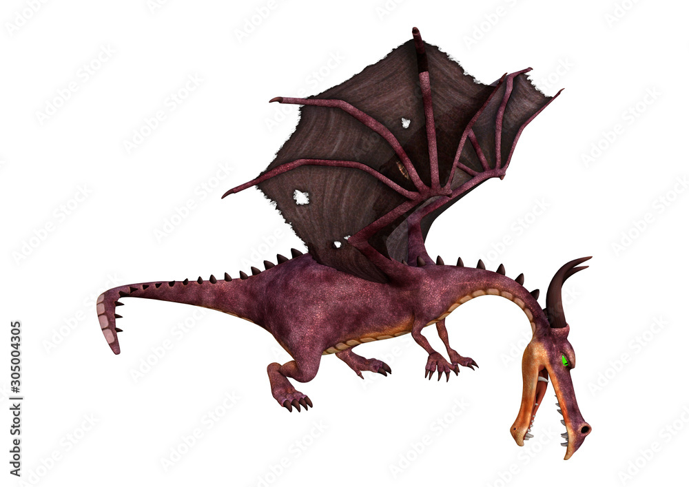 Fototapeta premium 3D Rendering Fairy Tale Dragon on White
