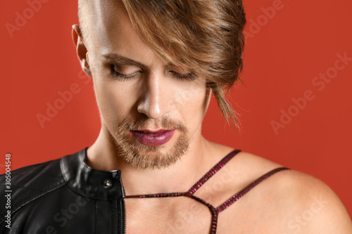 Portrait of young transgend...