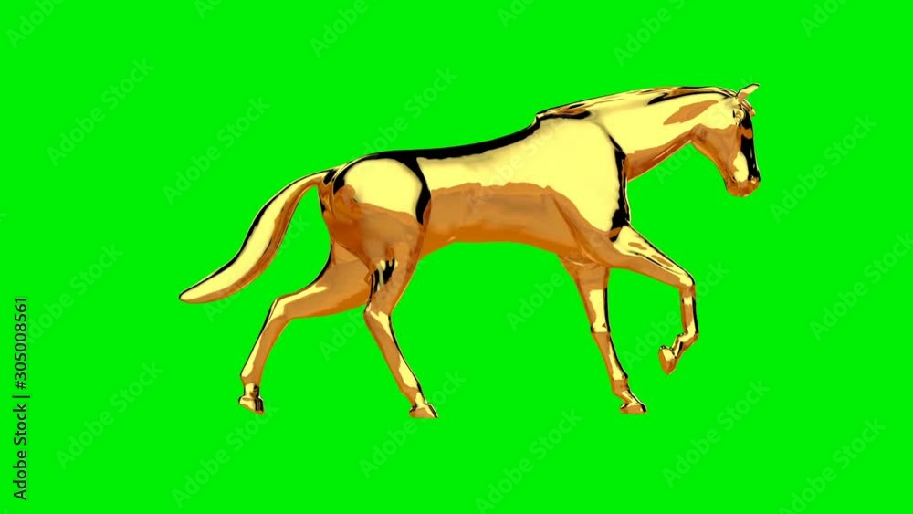 Golden horse running, seamless loop, Green Screen Golden horse running, seamless loop, Green Screen