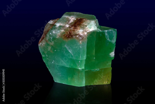 Green calcite or emerald calcite on dark background,Macro shot