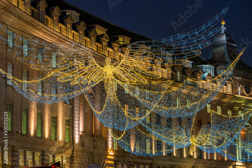 Christmas lights on Regent Street, London, UK.